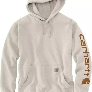 Carhartt Men's Beige Hoodie with Brown Logo